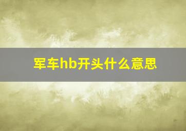 军车hb开头什么意思