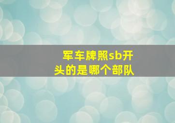 军车牌照sb开头的是哪个部队