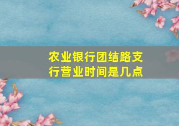 农业银行团结路支行营业时间是几点