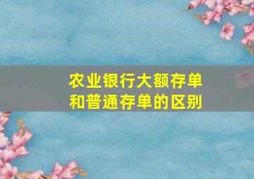 农业银行大额存单和普通存单的区别