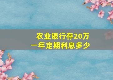 农业银行存20万一年定期利息多少