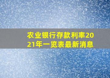 农业银行存款利率2021年一览表最新消息