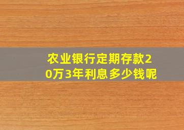 农业银行定期存款20万3年利息多少钱呢