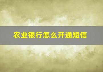 农业银行怎么开通短信