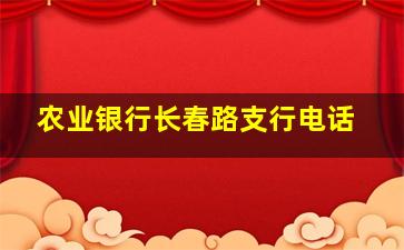 农业银行长春路支行电话