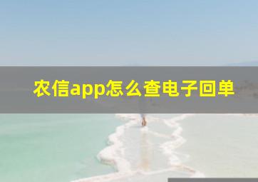 农信app怎么查电子回单