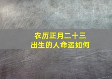 农历正月二十三出生的人命运如何