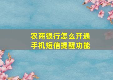 农商银行怎么开通手机短信提醒功能