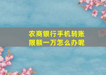 农商银行手机转账限额一万怎么办呢