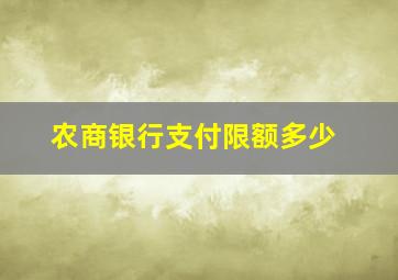 农商银行支付限额多少