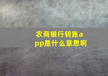 农商银行转账app是什么意思啊