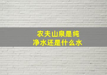 农夫山泉是纯净水还是什么水