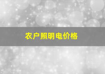 农户照明电价格