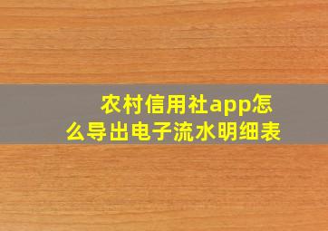 农村信用社app怎么导出电子流水明细表