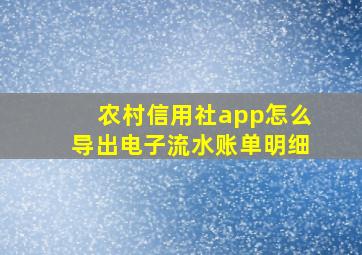 农村信用社app怎么导出电子流水账单明细