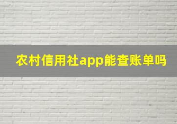 农村信用社app能查账单吗