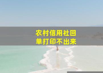 农村信用社回单打印不出来