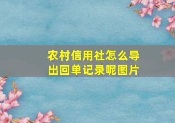 农村信用社怎么导出回单记录呢图片