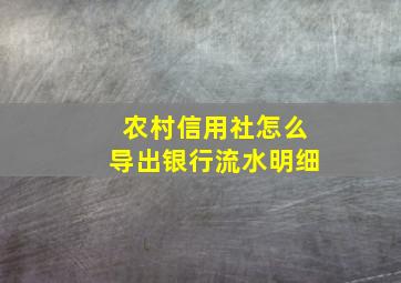 农村信用社怎么导出银行流水明细