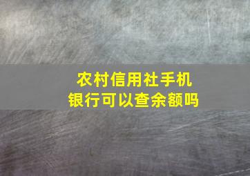 农村信用社手机银行可以查余额吗