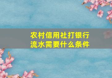 农村信用社打银行流水需要什么条件