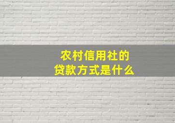 农村信用社的贷款方式是什么