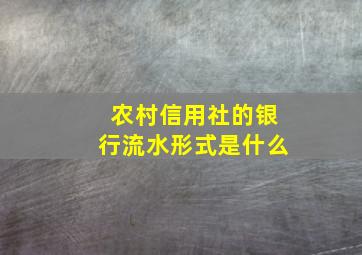 农村信用社的银行流水形式是什么