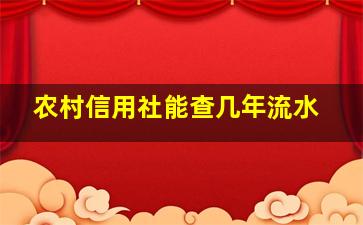 农村信用社能查几年流水