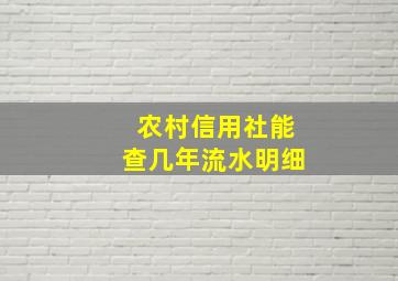 农村信用社能查几年流水明细