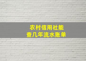 农村信用社能查几年流水账单