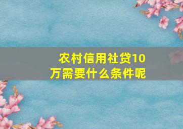 农村信用社贷10万需要什么条件呢