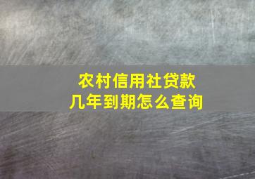 农村信用社贷款几年到期怎么查询