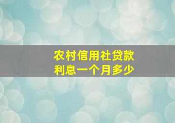 农村信用社贷款利息一个月多少