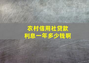 农村信用社贷款利息一年多少钱啊