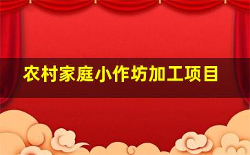 农村家庭小作坊加工项目