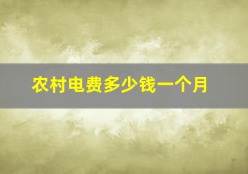 农村电费多少钱一个月