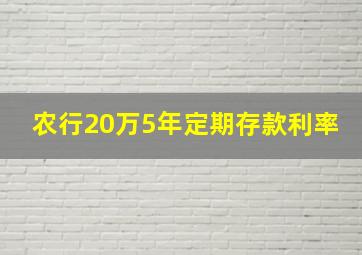 农行20万5年定期存款利率