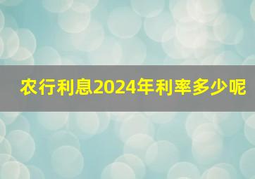 农行利息2024年利率多少呢