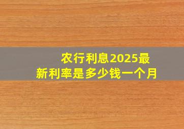 农行利息2025最新利率是多少钱一个月