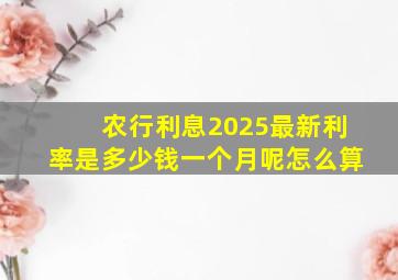 农行利息2025最新利率是多少钱一个月呢怎么算