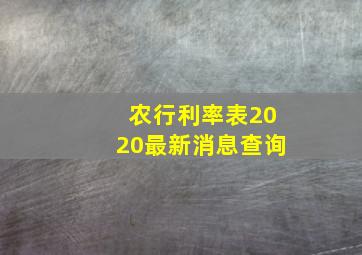 农行利率表2020最新消息查询