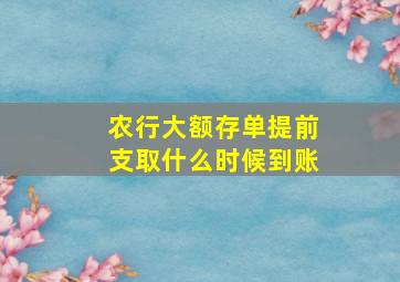 农行大额存单提前支取什么时候到账