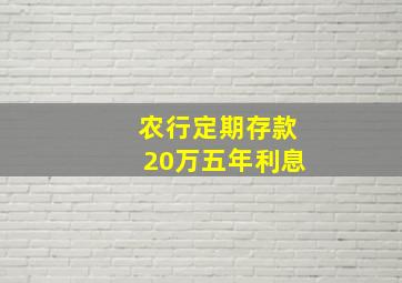 农行定期存款20万五年利息