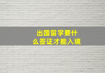 出国留学要什么签证才能入境