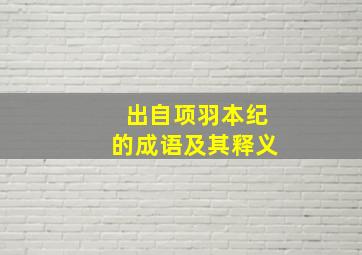 出自项羽本纪的成语及其释义