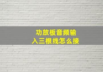 功放板音频输入三根线怎么接