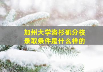 加州大学洛杉矶分校录取条件是什么样的