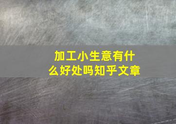 加工小生意有什么好处吗知乎文章