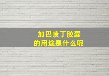 加巴喷丁胶囊的用途是什么呢