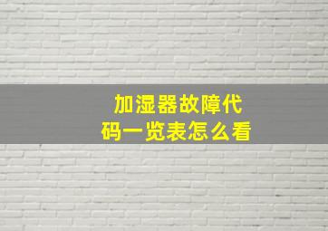 加湿器故障代码一览表怎么看